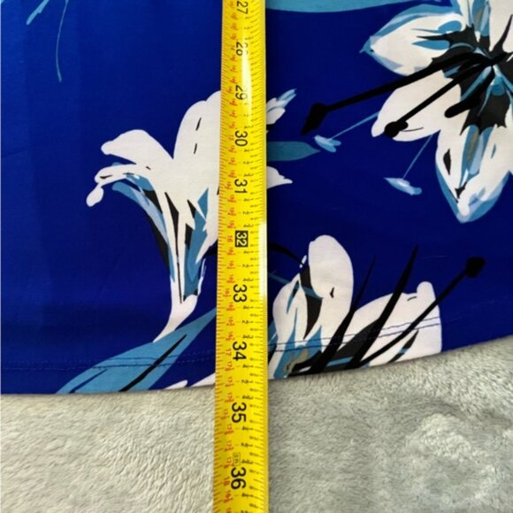 Lauren Ralph Lauren Blue Floral Summer Sleeveless Stretch Dress - Picture 11 of 12